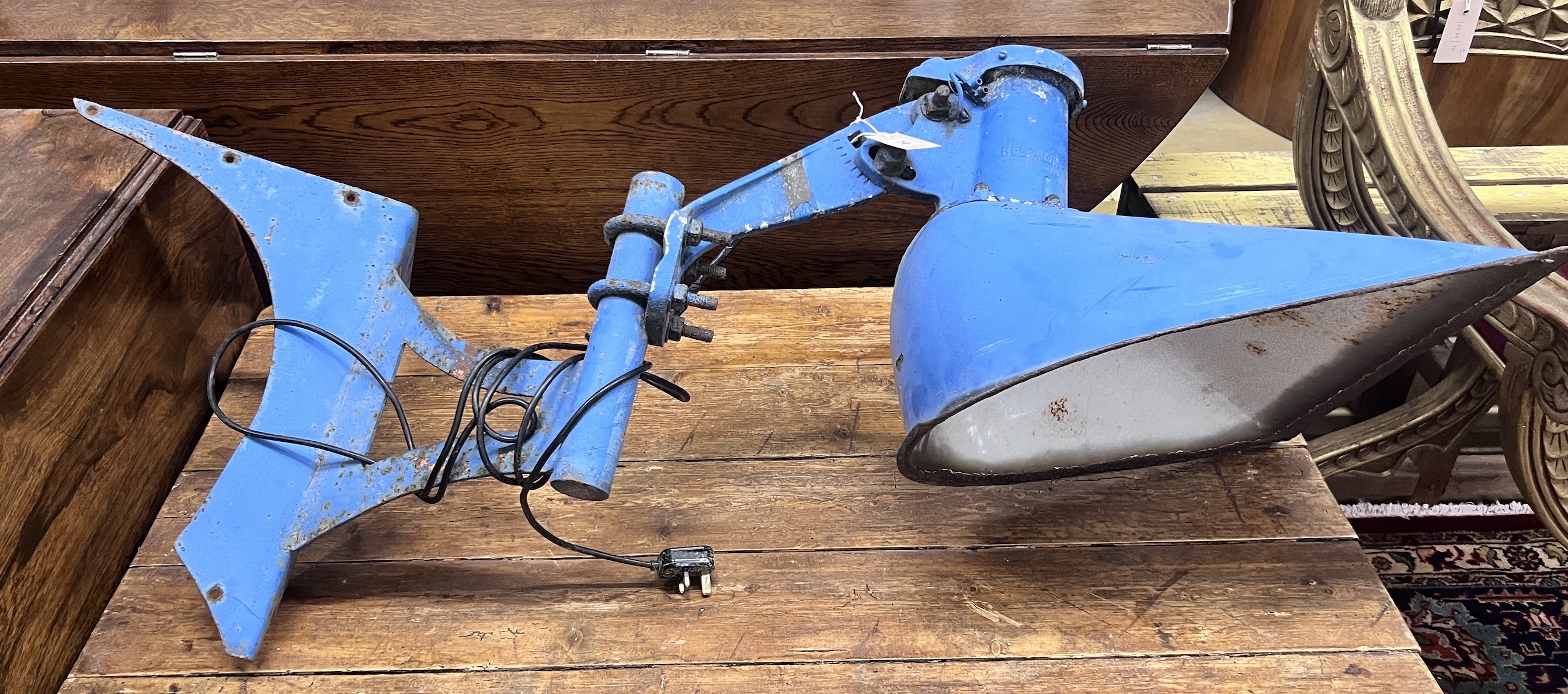 A vintage Benjamin industrial wall light, length 127cm